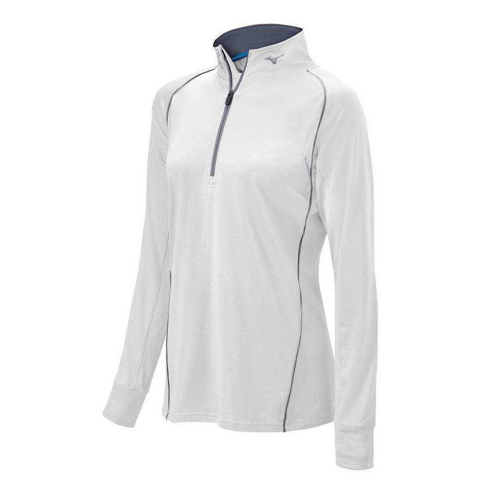 Damske Pulóver Mizuno Comp 1/2 Zip Long Sleeve Biele Vypredaj EAKI97164
